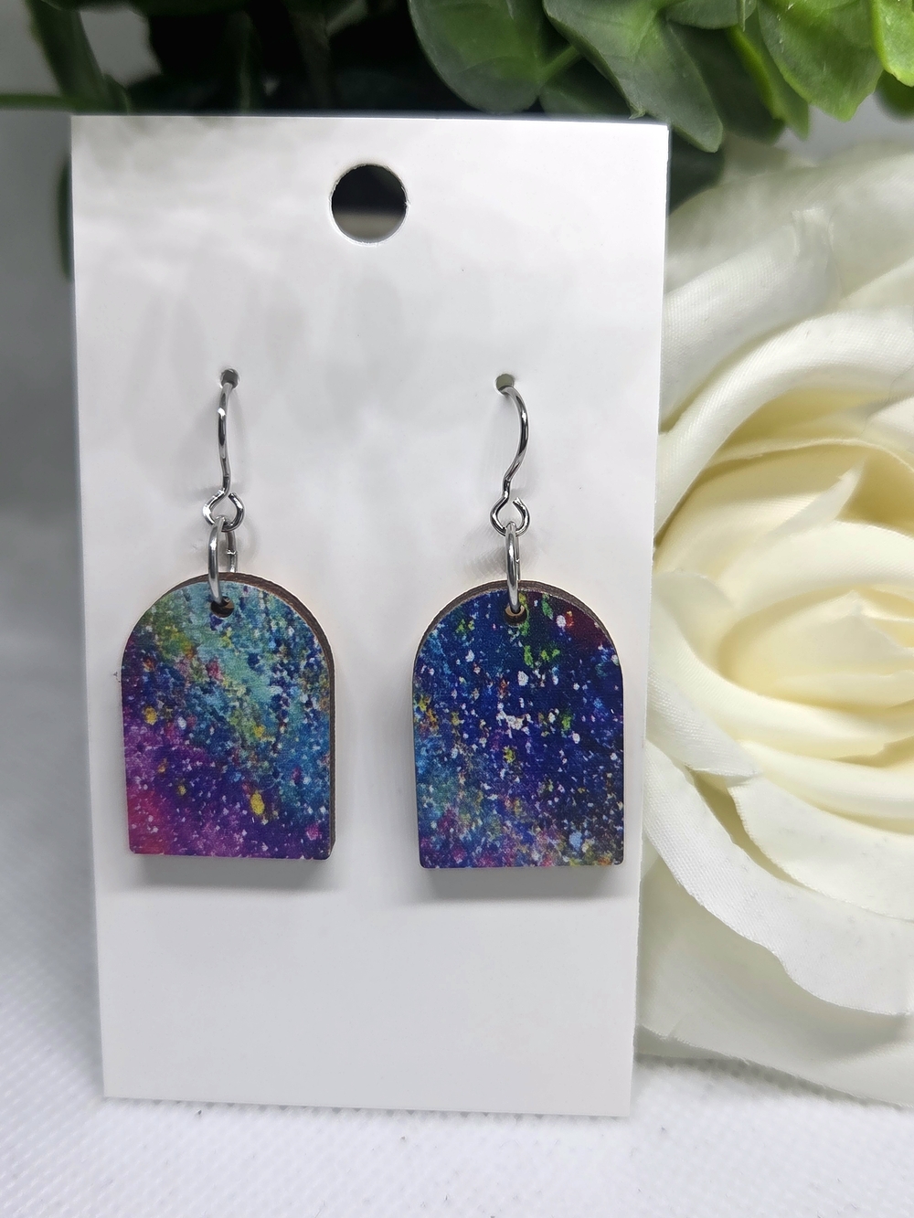 Multicolor Galaxy Arch Drop Earrings